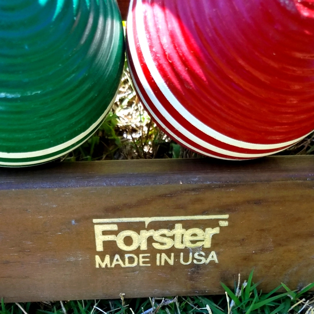 Nice, vintage "Forester" 6-players croquet set with rolling stand.